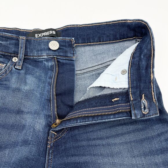 Express Womens Denim Shorts Size 0 Midi High Rise Cuffed‎ Summer Beachy Vacation - Picture 6 of 9
